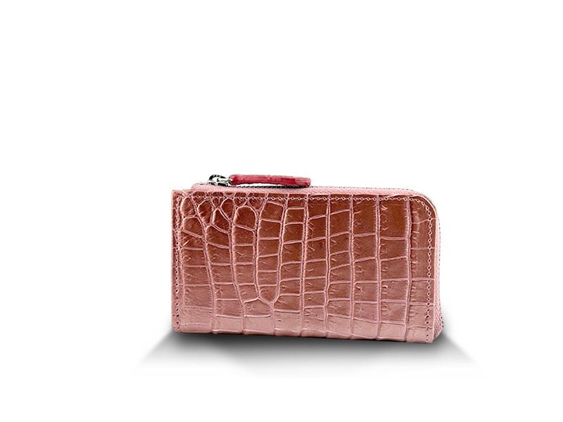 クロコダイル　マット　四連キーケース　パールピンク