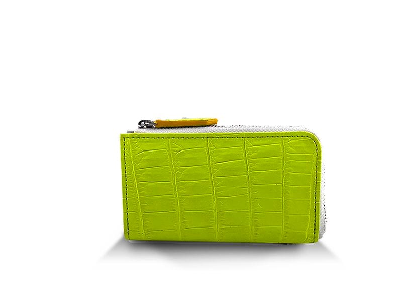 クロコダイル　マット　四連キーケース　ネオンイエロー