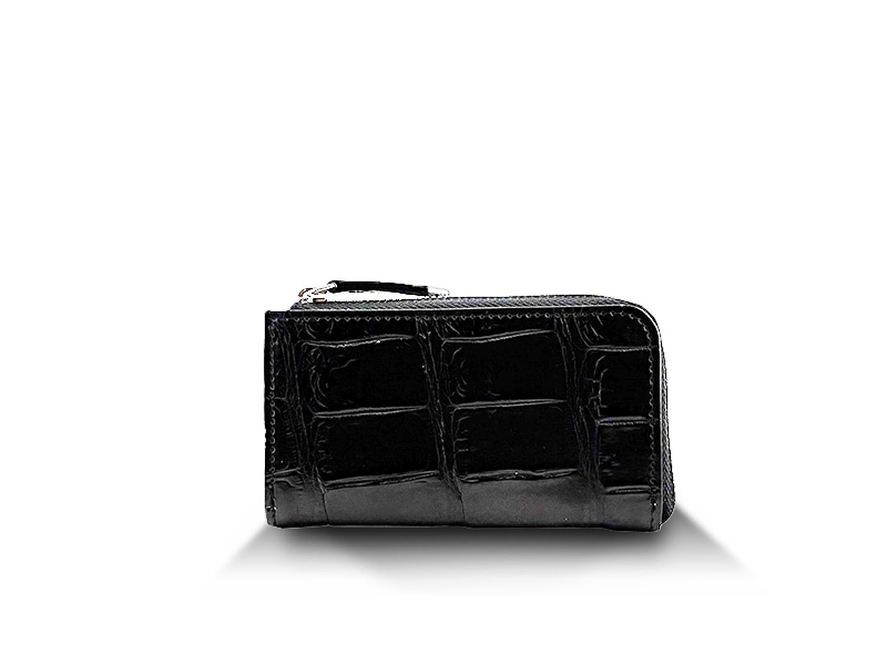 クロコダイル　マット　四連キーケース　ブラック