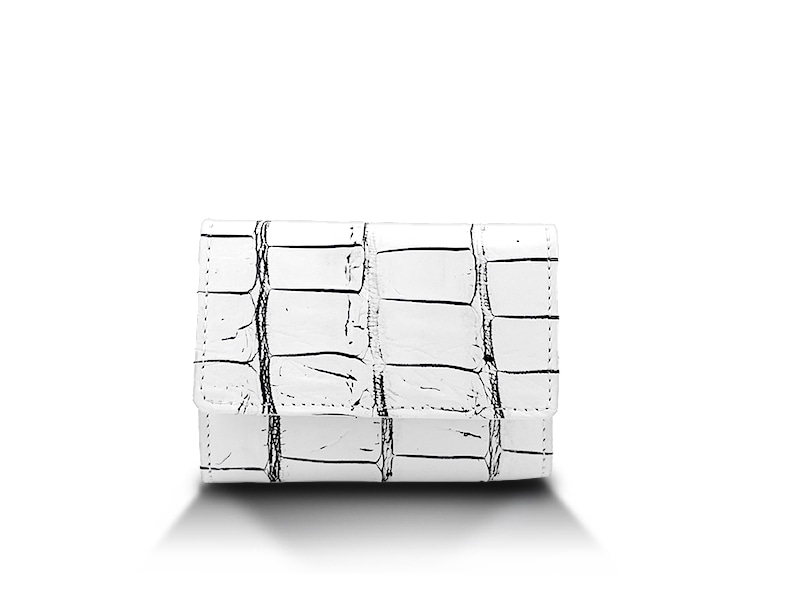 クロコダイル マット ミニ財布 白/谷黒 | ウォレット,折り財布