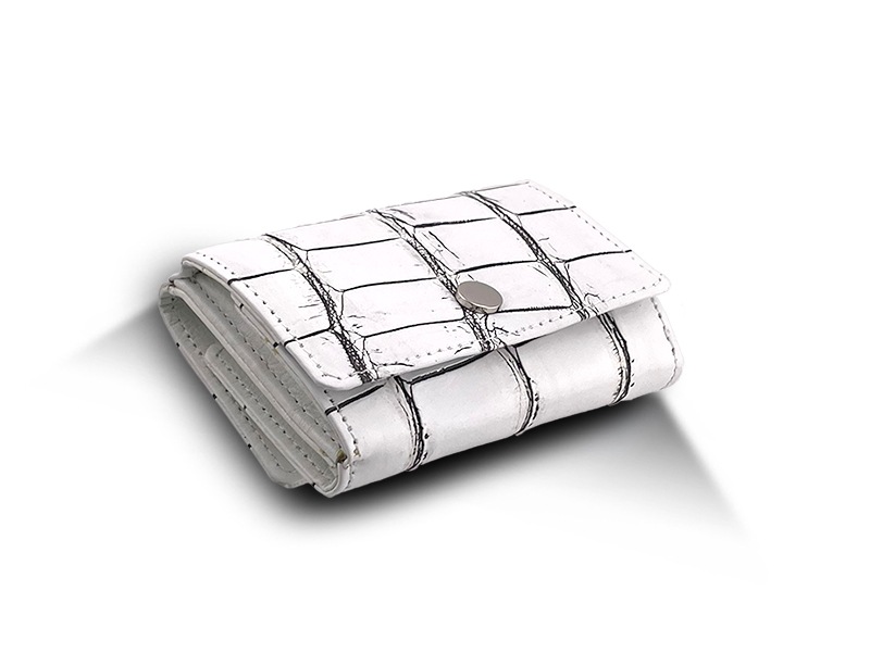 クロコダイル マット ミニ財布 白/谷黒 | ウォレット,折り財布