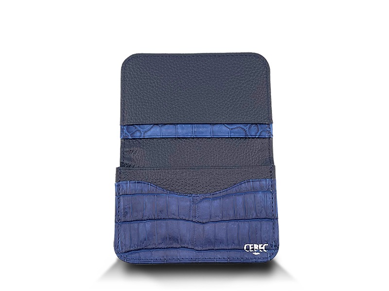 クロコダイル マット ビジネスカードケース 藍 | 名刺入れ
