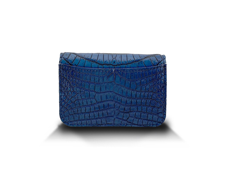 クロコダイル マット ビジネスカードケース アジュール | 名刺入れ
