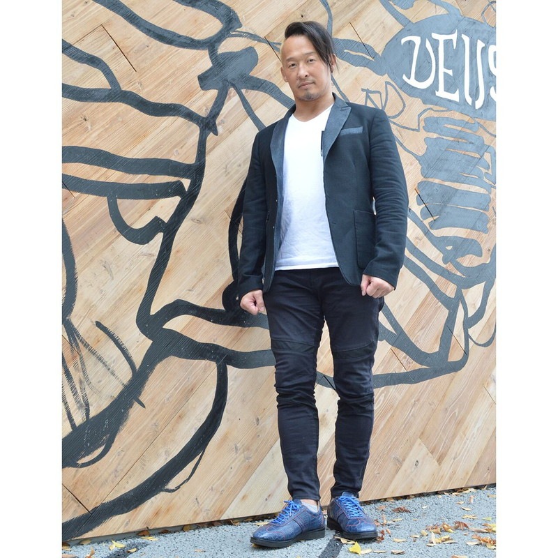 クロコダイル マット 丸藤正道モデルスニーカー インディゴブルー