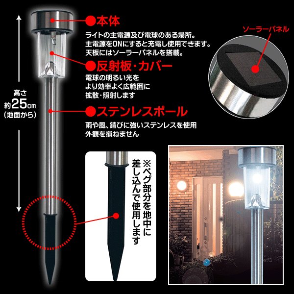 ガーデンライト 3本セット 暗くなるとセンサーで自動点灯