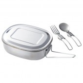 クッカーセット 直火専用 約900ml スプーン・フォーク付き ステンレス製 ◇ COOKER34846
