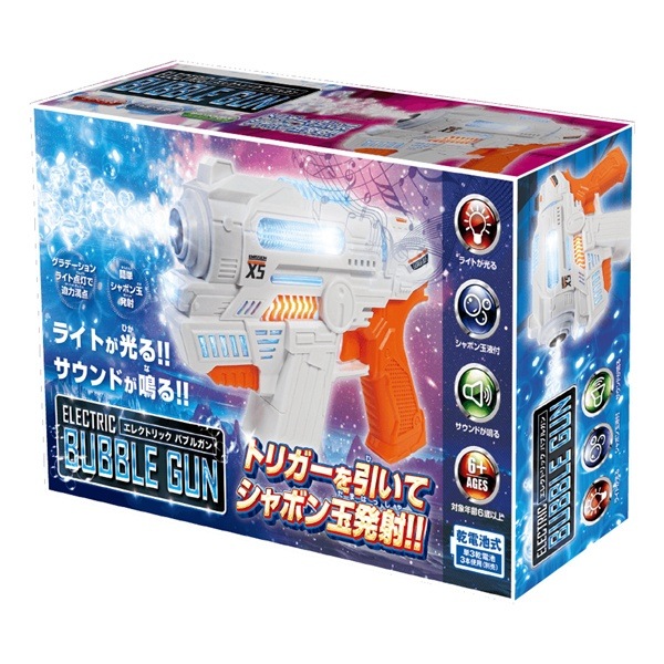バブルガン 電動 ライト搭載 サウンド機能搭載 シャボン玉液付き 電池
