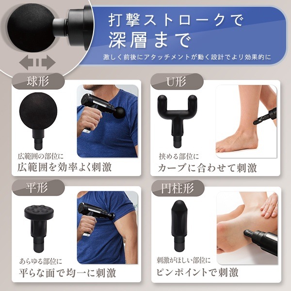 X CORE PRO ボディケアガン 強弱レベル6段階 アタッチメント4種付属