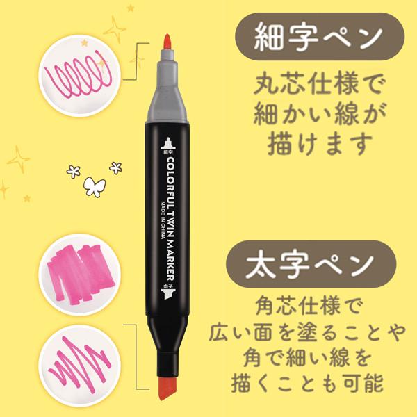 マーカーペン 48色セット 収納ケース付 カラーペンセット ツイン