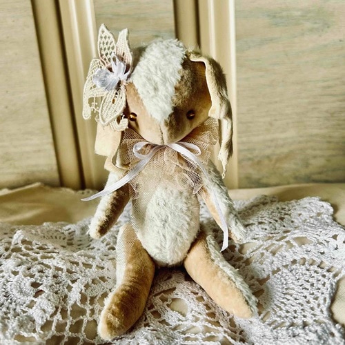 国内ハンドメイド作家様　テディベア　ロップイヤー垂れ耳うさぎさん　ぬいぐるみ 国内ハンドメイド作家様 テディベア ロップイヤー垂れ耳うさぎさん