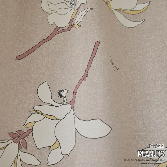 お急ぎ便】□既製カーテン□スヌーピーとウッドストックと花の