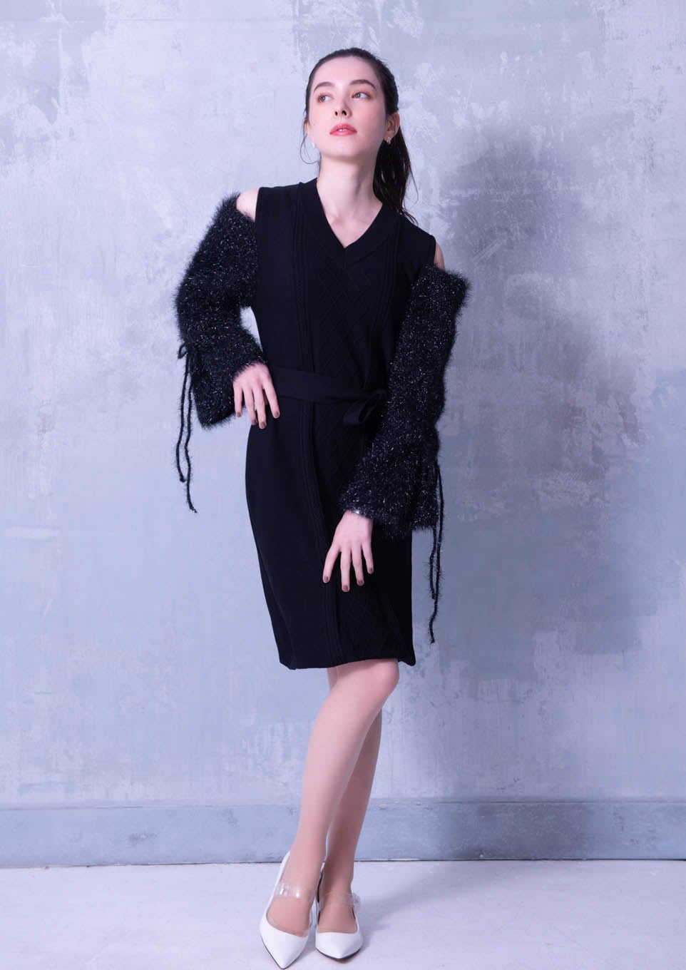 Shaggy arm cut knit dress | D R E S S E S | R i u Shaggy arm cut knit dress | D R E S S E S | R i u