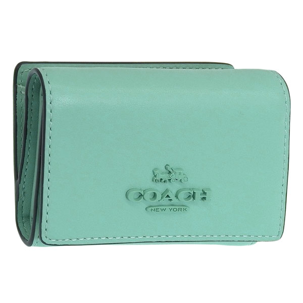 Coach コーチ わるく 三つ折り財布 ターコイズブルー クロコダイル ウォレット