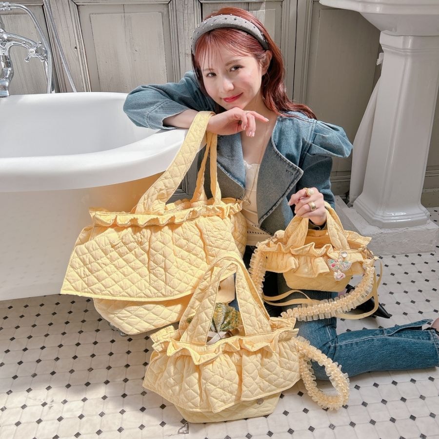 ビッグフリルバッグ Quilting Frill Bebe 【ギンガム/レモン】 | BAG