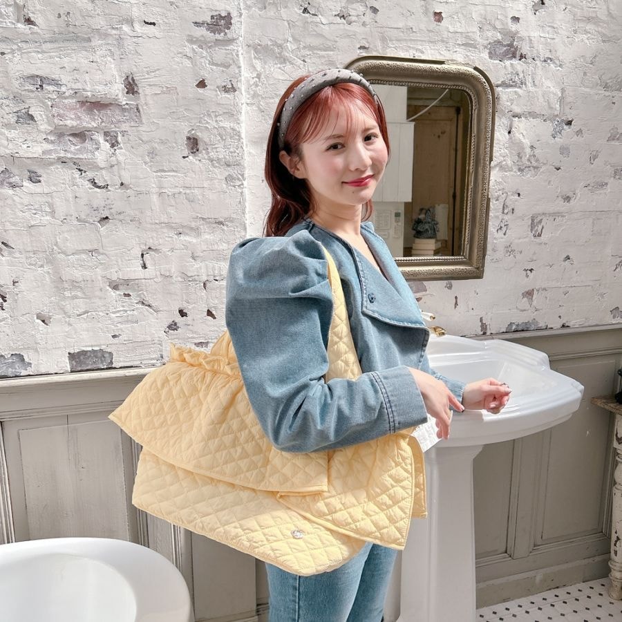 ビッグフリルバッグ Quilting Frill Bebe 【ギンガム/レモン