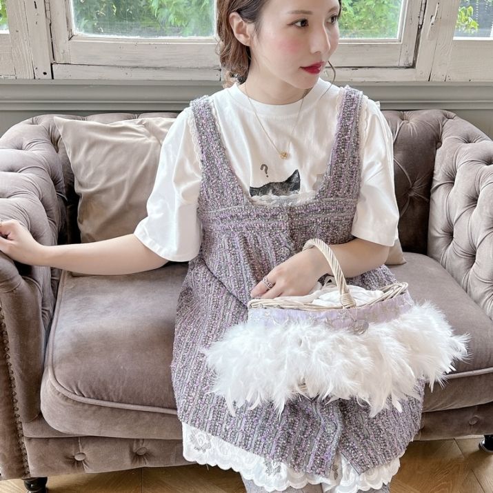 さえら◇アンリコ◇フリルたっぷり◇かごバッグ◇美品 フリルカゴハンドバッグ / カゴバッグ（かごバッグ）｜Lien