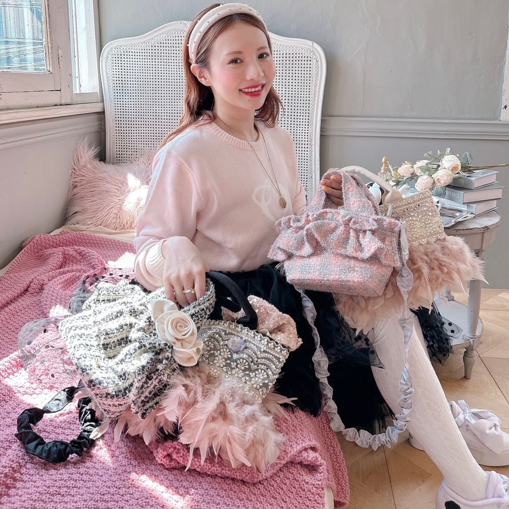ビッグフリルバッグ Quilting Frill Bebe【ブラック/グレージュ】-Saha by elliee