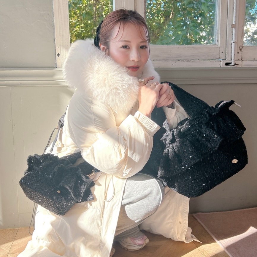 サハバイエリー　ツイード フリルベベ　ハンドバッグ フリルバッグ Tweedy Bebe【ブラック】2サイズ | BAG・Accessory