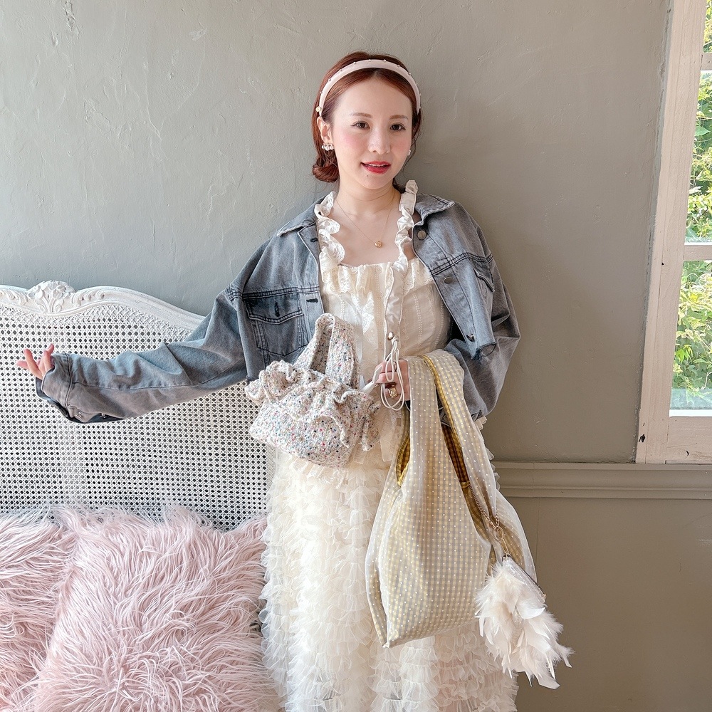 フリルバッグ Tweedy Bebe【ミックスホワイト】2サイズ | BAG