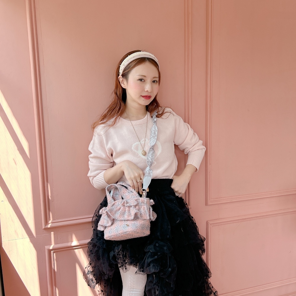 フリルバッグ Tweedy Bebe【ピーチ×シルバー】2サイズ | BAG
