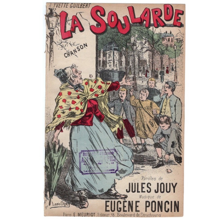 シャンソン楽譜「酔っ払い　La Soularde」イヴェット・ギルヴェール