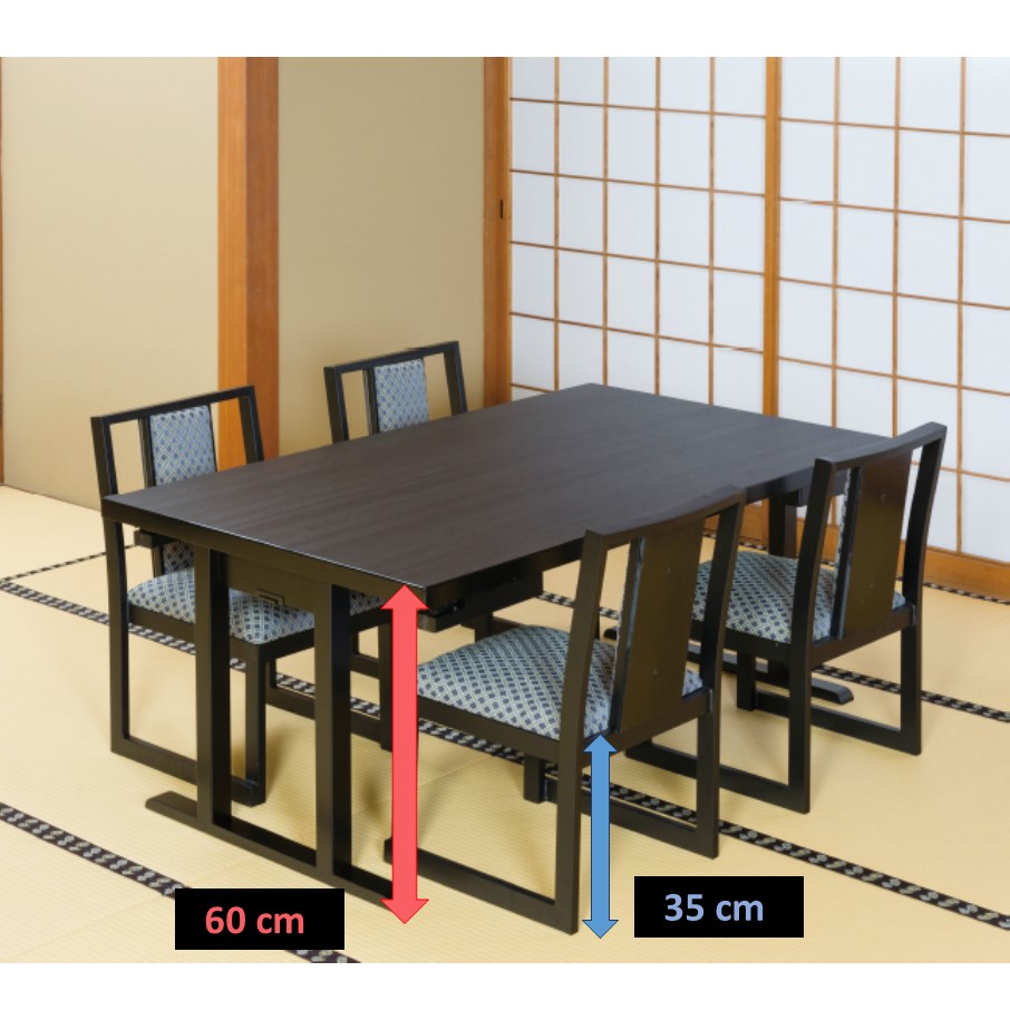 高級和風テーブル 6人膳 180×90×H60/H32.5cm （8本脚タイプ） | 家具
