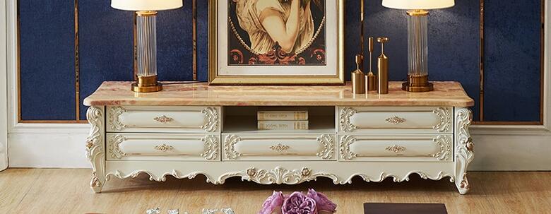 11/20まで最大15％お値引き！条件は要問い合わせ！～ロココ調大理石天板TVボード