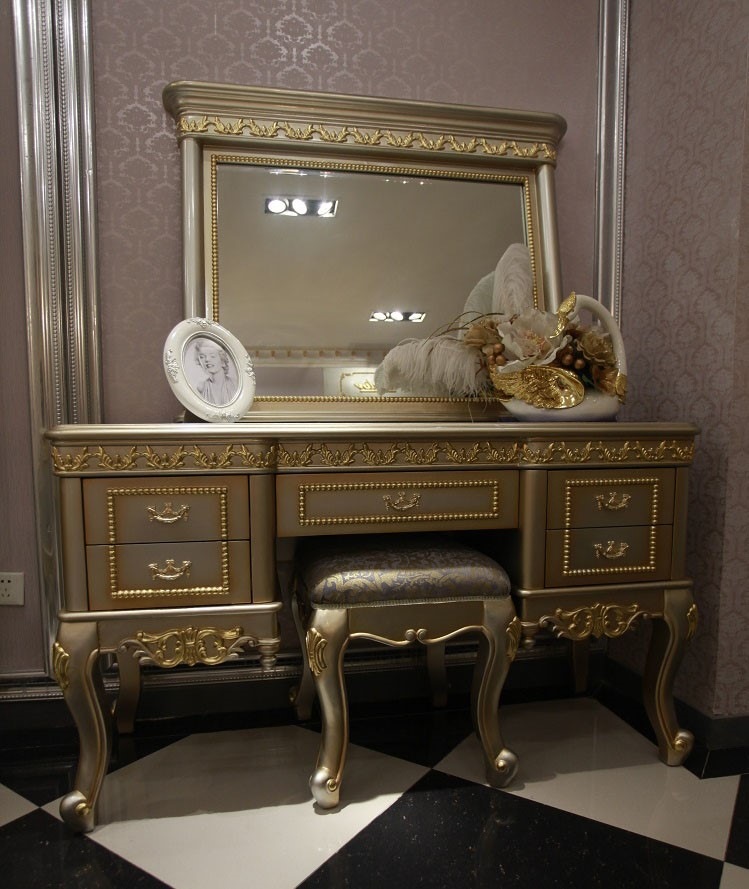 11/20まで最大15％お値引き！条件は要問い合わせ！～手彫彫刻付高級ドレッサー＆スツールセット