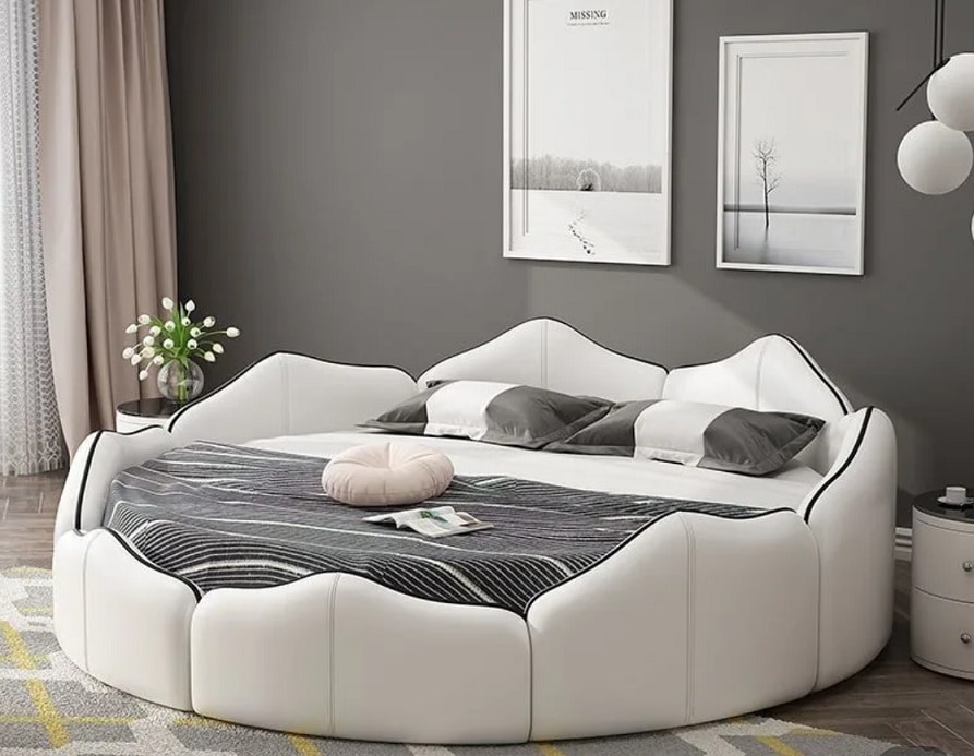 11/20まで最大15％お値引き！条件は要問い合わせ！～モダンデザイン円形ベッド（マットレス付き）