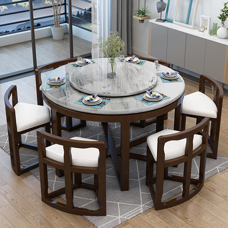 11/20まで最大15％お値引き！条件は要問い合わせ！～円形大理石ダイニングテーブルセット
