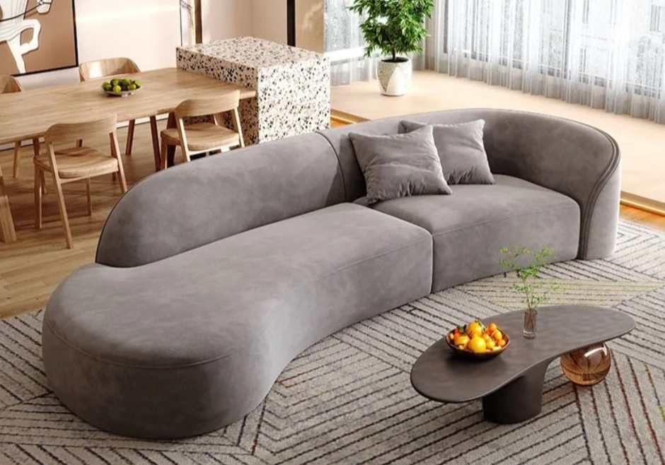 値下げ グレー ファブリックソファ モダンデザイン 値下げ 幅196cm/3人