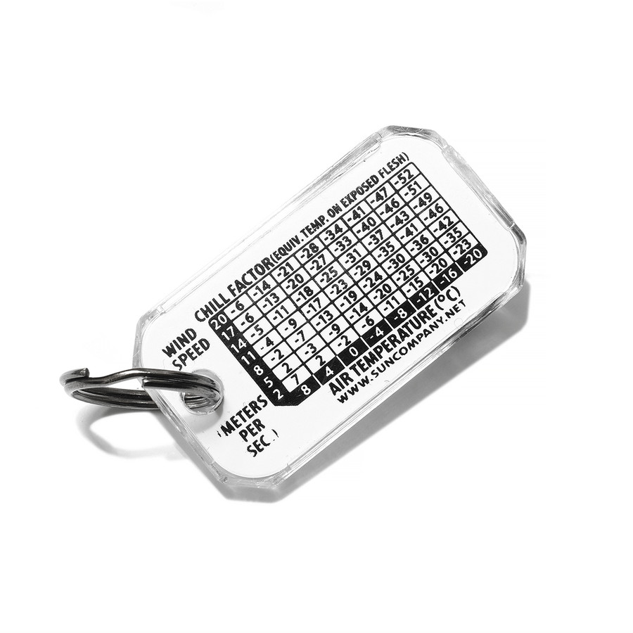 本体裏面には風が吹いている時の体感温度表(m/秒)<br>
を計測するための表が付いています。
<br>※防水処理されて います。<br><Br>