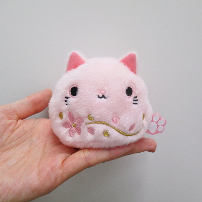 さくら　ハンドメイド　ぬいぐるみ　猫　モヘア さくら ハンドメイド ぬいぐるみ 猫 モヘア 桜子 Sakurako 猫の