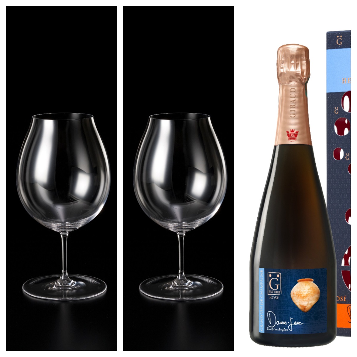 アンリ・ジロー  ロゼ ダム・ジャンヌ ×バレリーナ ワイングラスⅢ（２脚）セツト HENRI GIRAUD　ギフトにおすすめ