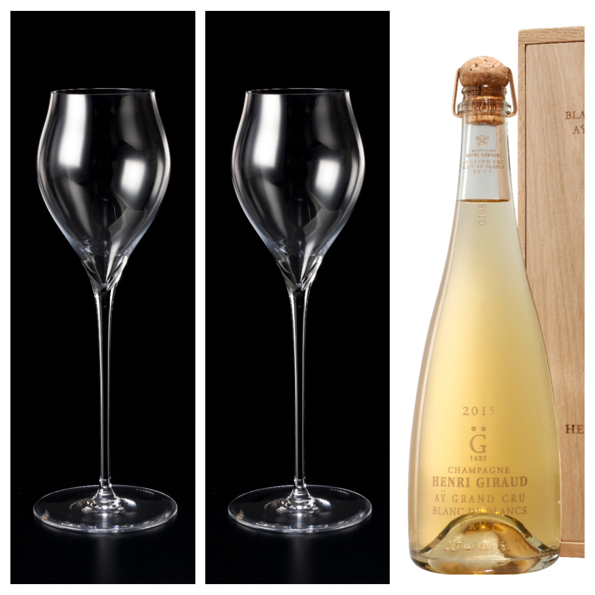 アンリ・ジロー  ブラン・ド・ブラン 2015 ×バレリーナ チューリップＡ ペアグラス（２脚）セツト HENRI GIRAUD　ギフトにおすすめ