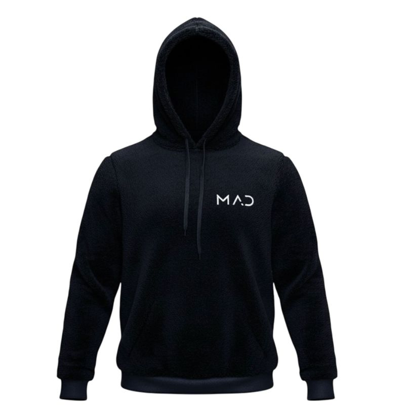 MAD fluffy sherpa hoodie��BLACK��