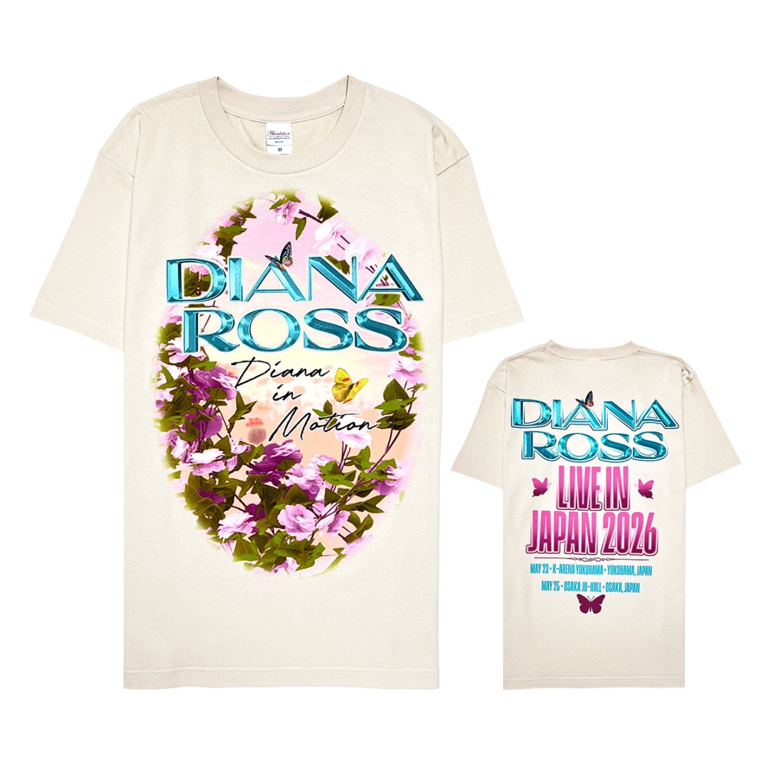 【会場限定】Diana Ross JAPAN TOUR 2026 Tシャツ L DIANA ROSS/ROSES AND NAME JAPAN CREAM TEE(2026) | ROCK ONE