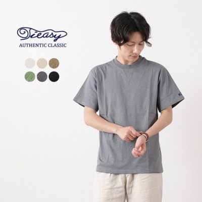 【期間限定！クーポンで10%OFF】TIEASY（ティージー） HDCSライト ガゼット クルー Tシャツ / メンズ / 半袖 / クルーネック / 丸首 / 無地 / スラブ 天竺 コットン / 