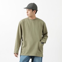 【2点で10%OFF対象】【50％OFF】THOUSAND MILE（サウザンドマイル） クルーネック ポケット スウェット / メンズ / 長袖 / 上品 / ゆったり / セットアップ トップス 