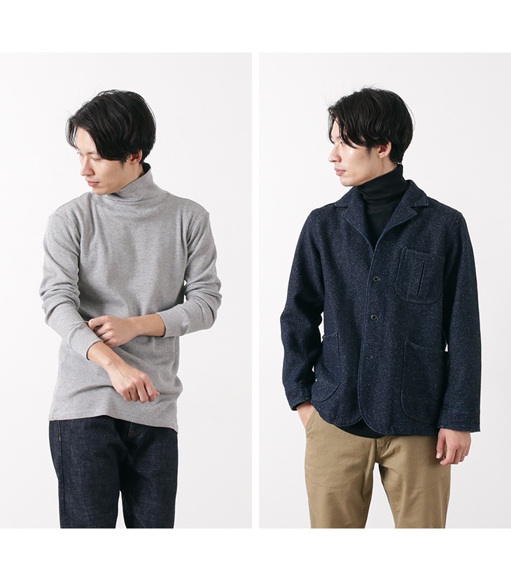 Rococo ロココ ワッフルサーマル ロングスリーブ タートルネック Tシャツ コットンフライス メンズ 長袖 無地 日本製 Tシャツ 長袖tシャツ 長袖無地 Rococo ロココ 通販 メンズファッション