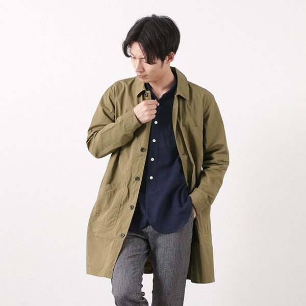 Fob Factory Fobファクトリー F2395 フレンチ シャツコート スプリングコート メンズ 日本製 French Shirt Coat アウター ステンカラーコート Rococo ロココ 通販 メンズファッション