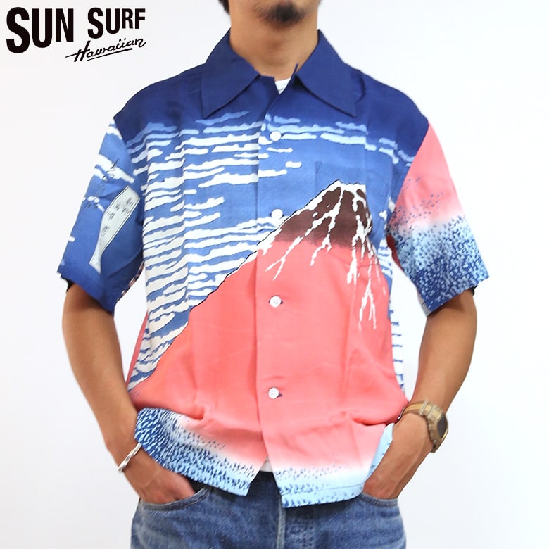 Sun Surf × 北斎 SPECIAL EDITION 半袖レーヨンシャツ 