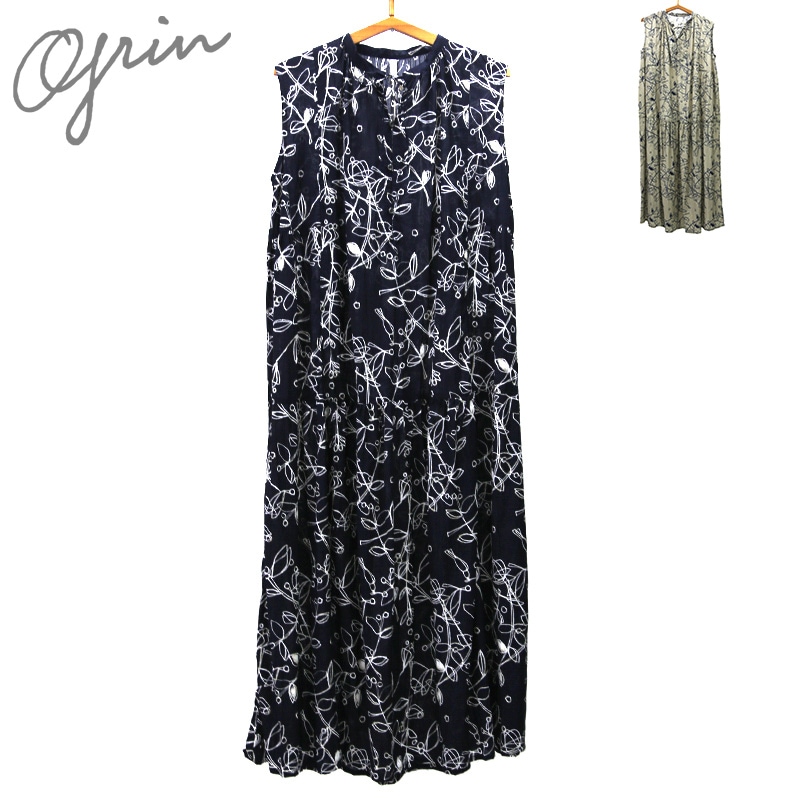 GRIN プランツバードリンクルロングワンピース