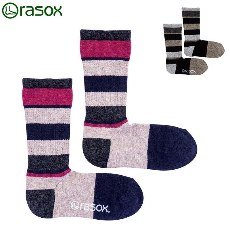 Rasox マルチボーダーウール・クルー ソックス