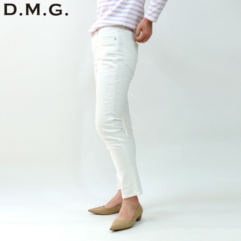 DMG ディーエムジー ストレッチアンクルデニムホワイト