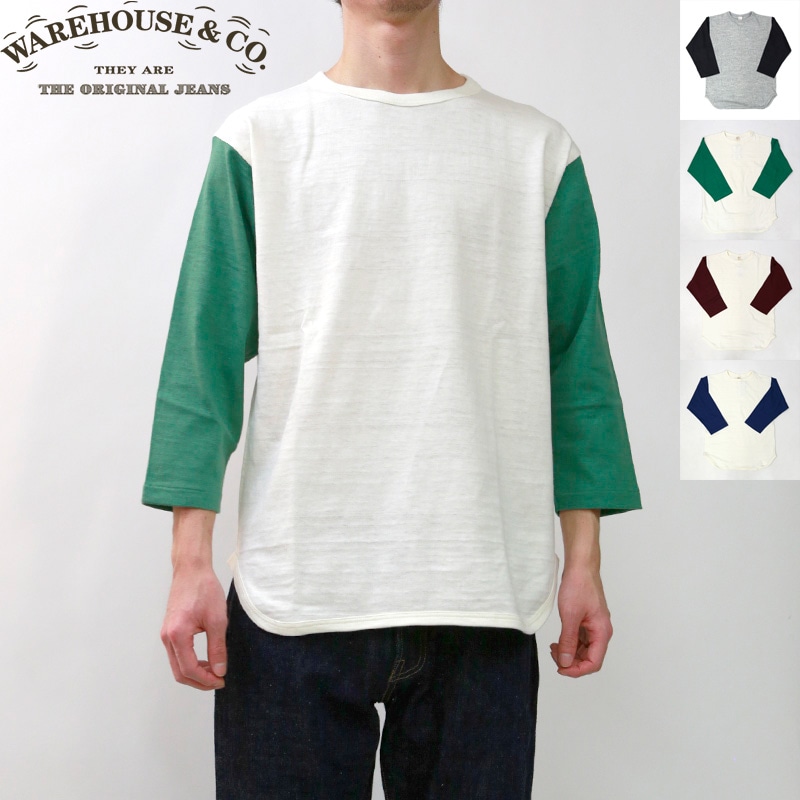 WAREHOUSE/ウェアハウス 七分袖ベースボールTシャツ クルーネック