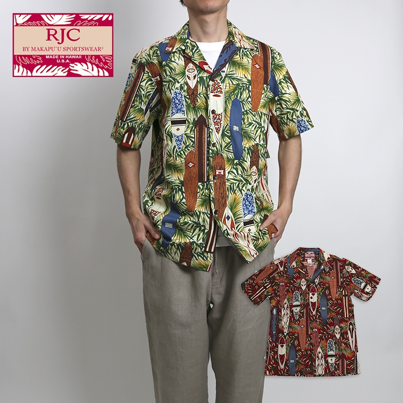 Robert J. Clancey/ロバートジェイクレンシー コットンハワイアンシャツ サーフ柄 MADE IN HAWAII