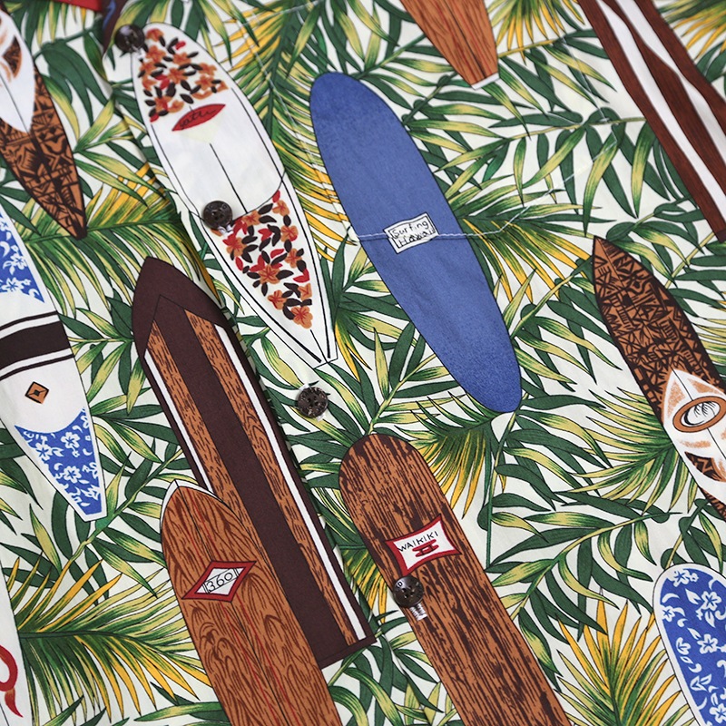 Robert J. Clancey/ロバートジェイクレンシー コットンハワイアンシャツ サーフ柄 MADE IN HAWAII