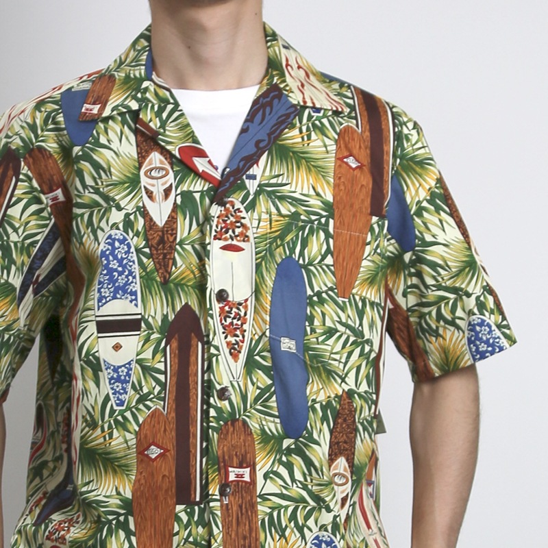 Robert J. Clancey/ロバートジェイクレンシー コットンハワイアンシャツ サーフ柄 MADE IN HAWAII