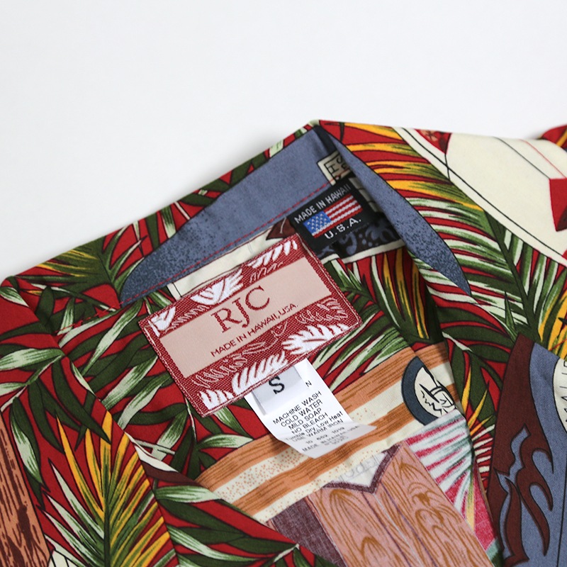 Robert J. Clancey/ロバートジェイクレンシー コットンハワイアンシャツ サーフ柄 MADE IN HAWAII